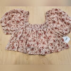 S Altar'd State Floral Cropped Shirt